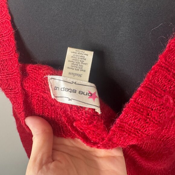 Red Deep V Neck Sweater by One Step Up, Size Medium - Picture 13 of 14